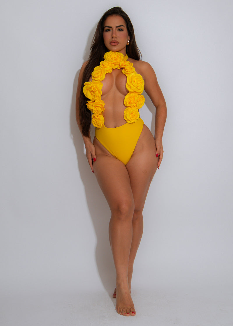 Bloom Behavior Floral Swimsuit Yellow