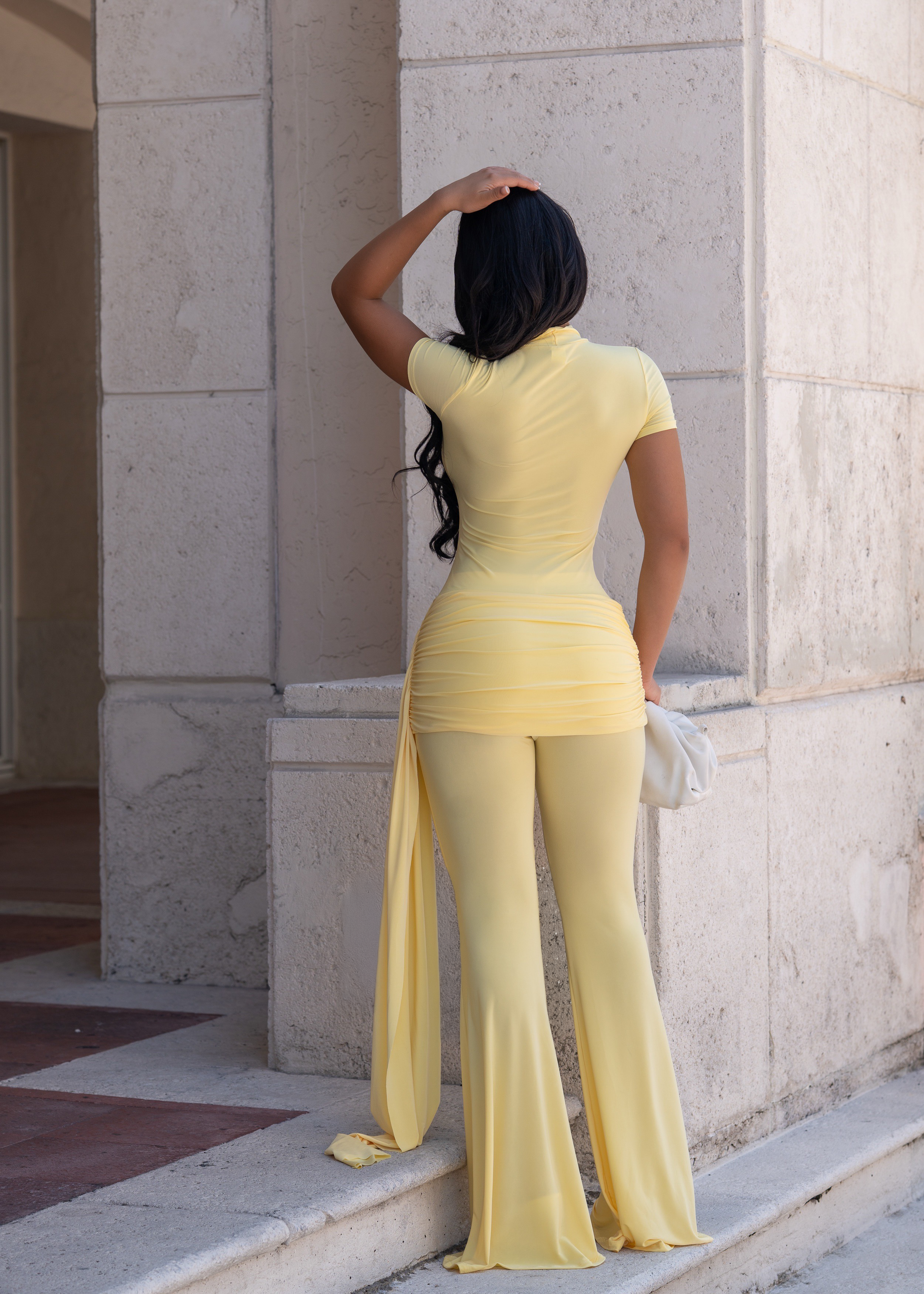 Sculpted Ease Pant Set Ruched Bright Yellow