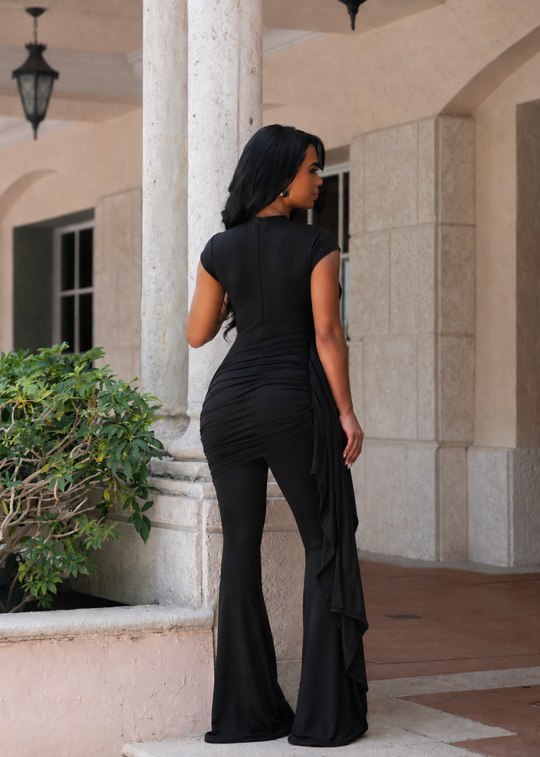 Body Language Ruched Jumpsuit Black