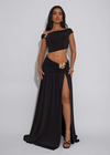 Opulence Bloom Ruched Skirt Set Black