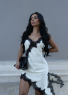 Serene Temptation Satin Lace Mini Dress White