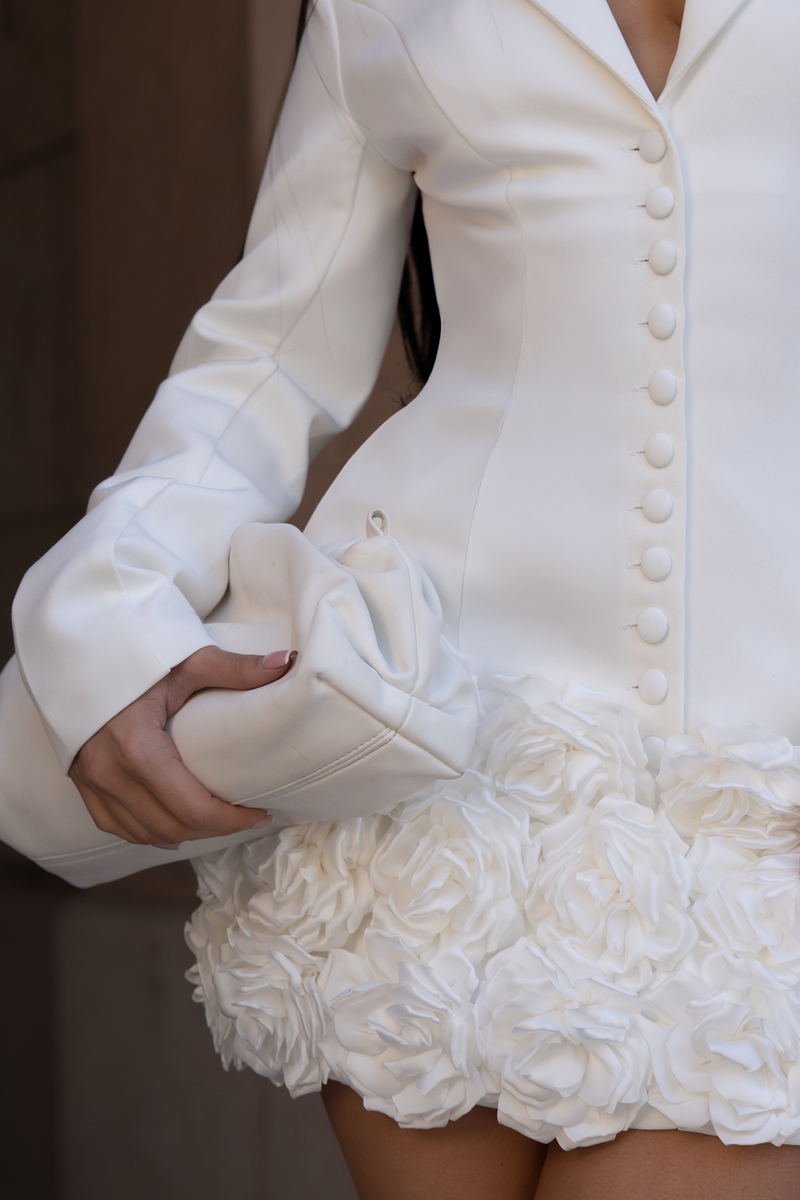 Rose Reign Blazer Mini Dress White