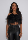 Eden Illusion Feather Crop Top Black
