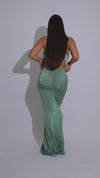 Sculpted Aura Ruched Maxi Dress Green