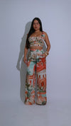 Villa Escape Ruched Pant Set Orange