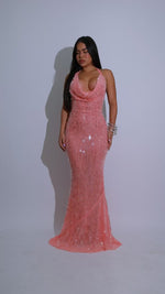 Ocean Siren Sequin Floral Mesh Maxi Dress Orange