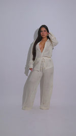 Palm Luxe Sequin Pant Set Nude
