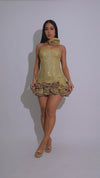 Bloom Siren Floral Mini Dress Gold