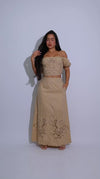 Desert Muse Ruched Floral Skirt Set Nude