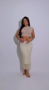 Whisper Bloom Lace Floral Skirt Set Nude