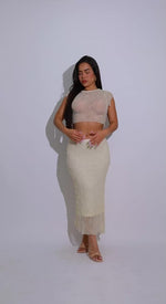 Whisper Bloom Lace Floral Skirt Set Nude