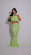 Petal Luxe Floral Skirt Set Green