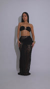 Marbella Allure Crochet Ruched Skirt Set Black