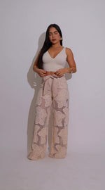The Palma Crochet Floral Pants Nude
