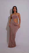 Serpent Seduction Maxi Dress Nude
