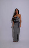 Linear Attraction Stripes Ruched Maxi Dress Black