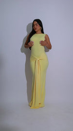 Sculpted Glow Ruched Maxi Dress Yellow