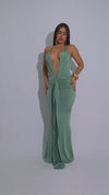 Sculpted Aura Ruched Maxi Dress Green