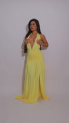 Nocturnal Flow Ruched Maxi Dress Yellow