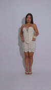 City Of Dreamers Floral Crochet Skirt Set Nude