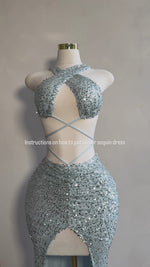 Afterglow Siren Ruched Sequin Maxi Dress Silver