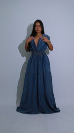 Valley Breeze Ruched Jumpsuit Dark Denim