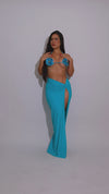 Orchid Tide Sequin Ruched Floral Bikini Set Blue