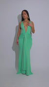 Mirage Flame Ruched Maxi Dress Green