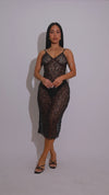 Certified Lover Girl Sequin Midi Dress Black