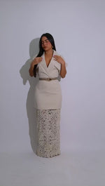 Sahara Ease Crochet Skirt Set Nude