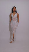 Sheer Agenda Lace Ruched Skirt Set White