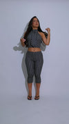Power Lines Stripes Capri Set Black