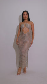 Absolutely Crochet Metallic Maxi Dress Gold
