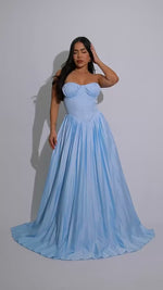 The Royale Elegance Satin Maxi Dress Blue