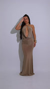 Split Intention Ruched Maxi Dress Nude