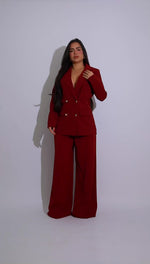 Executive Drama Pant Set Red