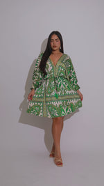 Zahara Escape Satin Mini Dress Green