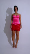 Seafoam Muse Satin Mesh Sequin Skirt Set Pink