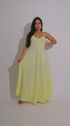 Breezy Aura Linen Maxi Dress Yellow
