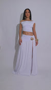 Opulence Bloom Ruched Skirt Set White