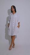 Sundown Ease Linen Mini Dress White