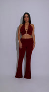 Crush Hour Ruched Pant Set Red