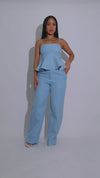 Peplum Perfection Pant Set Blue