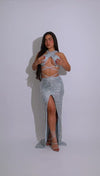 Afterglow Siren Ruched Sequin Maxi Dress Silver