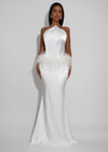 Moonlit Reverie Satin Rhinestone Maxi Dress White