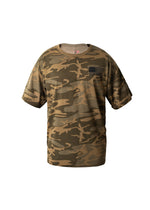 Front view of a person wearing the Camo MPW Tee Shirt in a natural setting