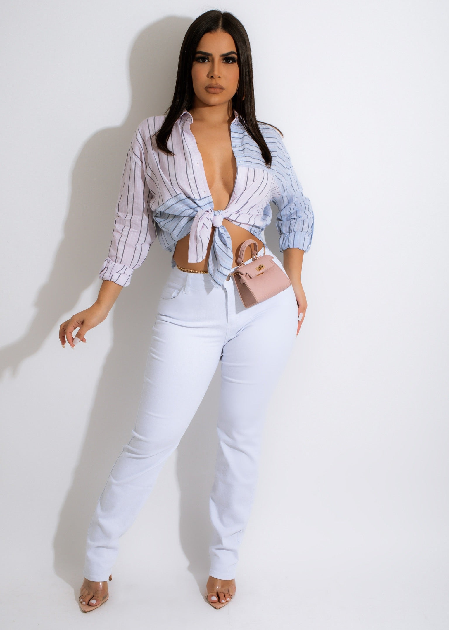 High-quality, blue denim Chosen One Jean with distressed, vintage look