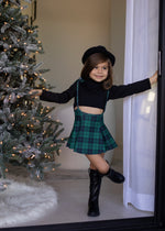 Adorable and festive Santa's Little Helper Kids Skirt Set in Green