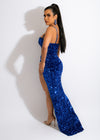 I'm The One Sequin Gown Blue