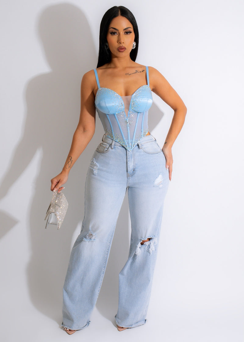 Let's Talk About Bustier Top Blue